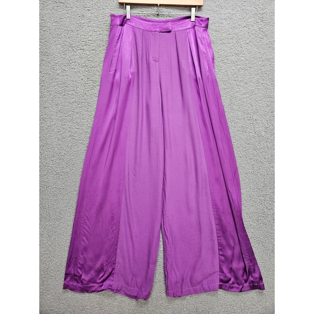 NWT Anthropologie Corey Lynn Calter Wide Leg Pants Large Purple Palazzo Pleated